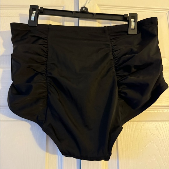 Never Worn. High Waisted & Ruched Bathing Suit Bottoms - Picture 2 of 3